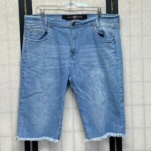 X Ray Jean Co Cut Off Unfinished Frayed Raw Hem Shorts Jorts Light Denim Wash 40